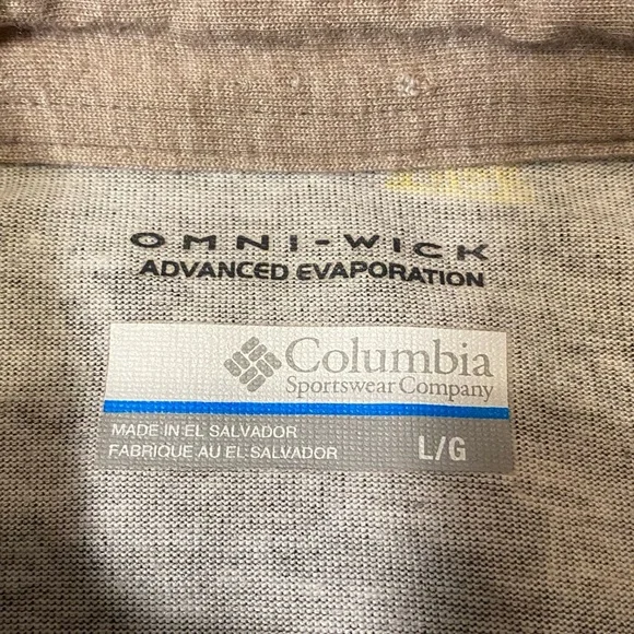 RARE Columbia Omni Wick Polo Beach Scene Adult Mens Size Large Gray Unique Shirt - Picture 4 of 10
